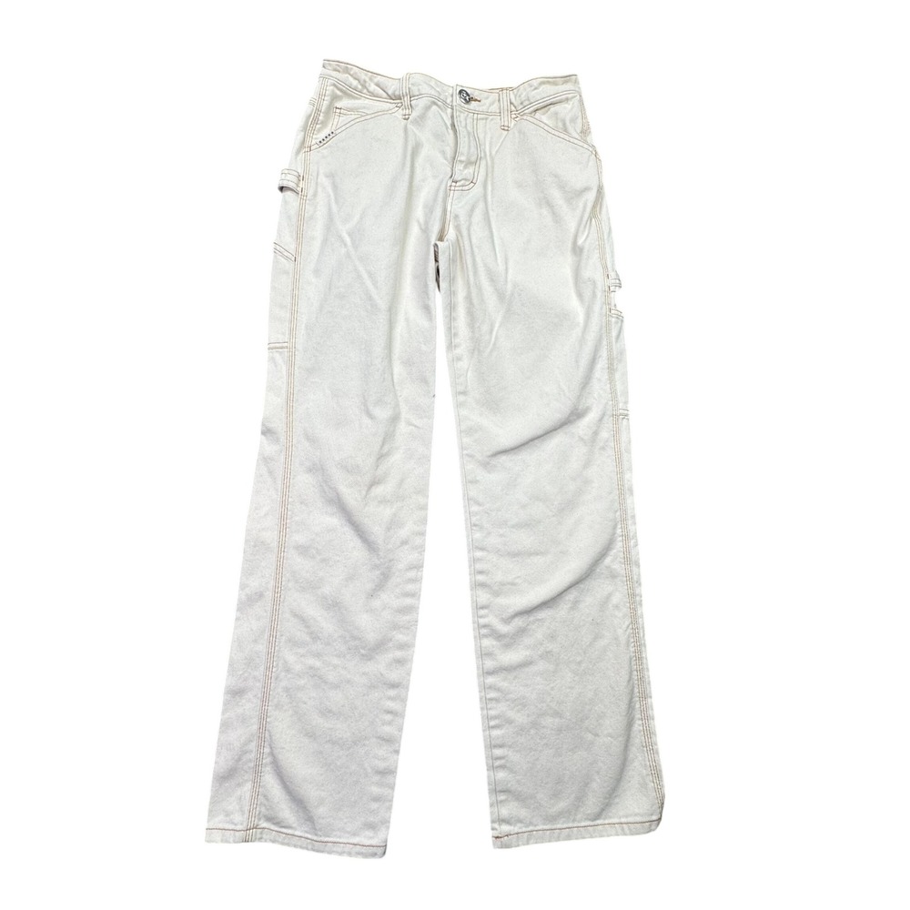 California Carpenter Jeans Pants Womens 5/27 Cream Utility Workwear Casual Denim